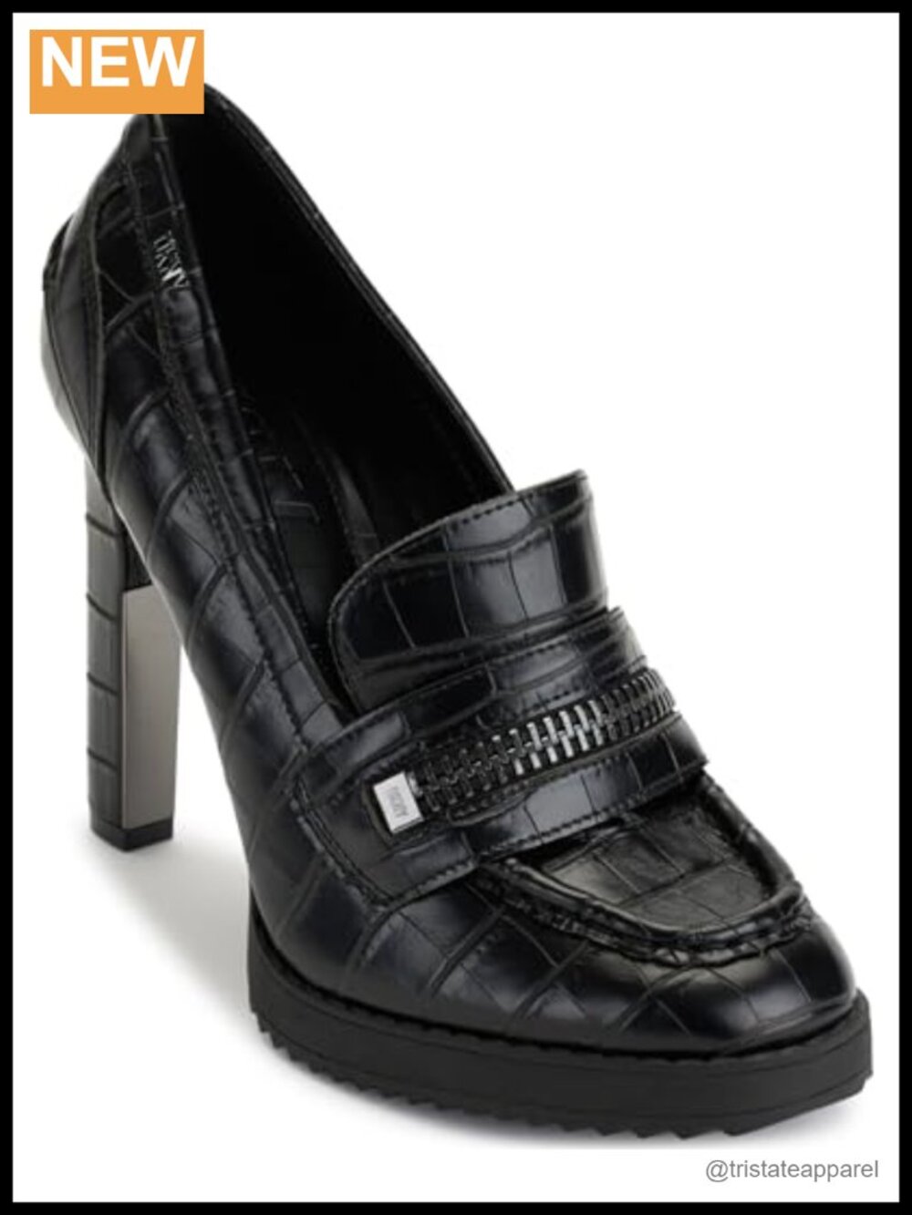 DKNY Julianne Loafer Pump Leather Stiletto Heels Formal Evening Shoes